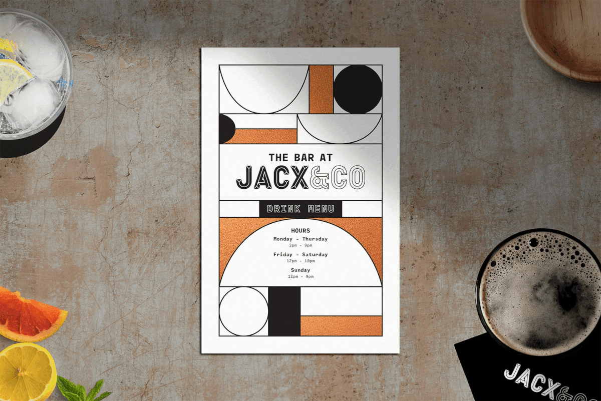 Bar Menu Graphic Design, Strategy, and Printing Services NYC